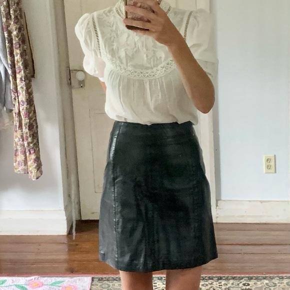 Vintage Dresses & Skirts - Vintage leather mini skirt